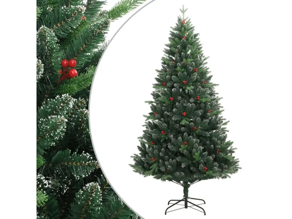 Sapin de Noël artificiel à charnières avec baies rouges 120 cm