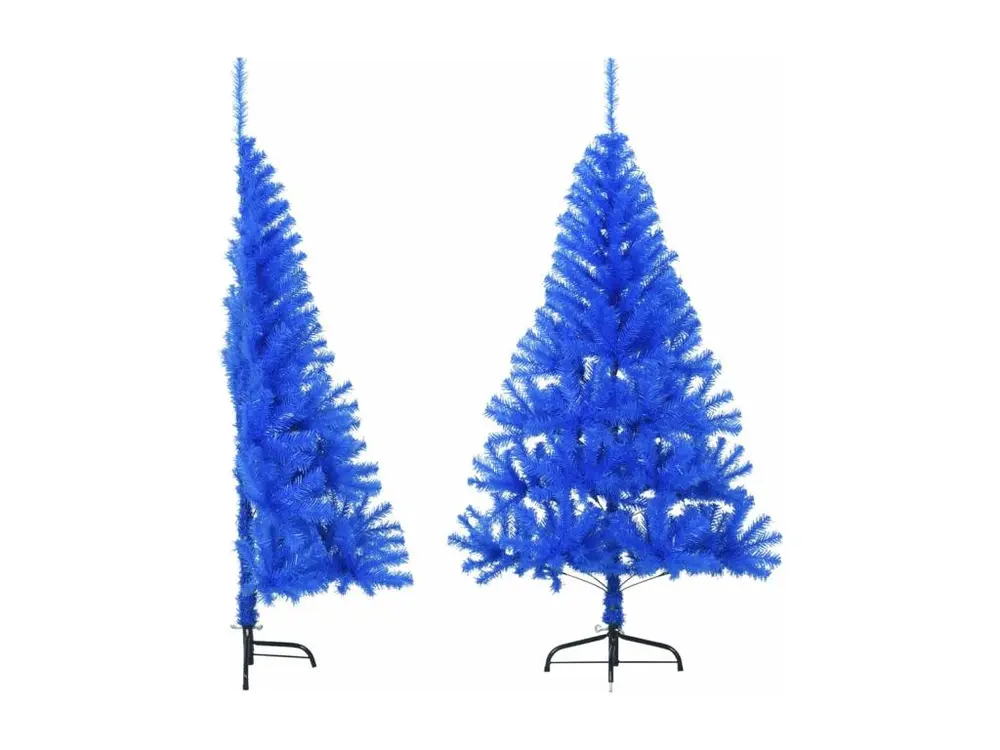 Demi sapin de Noël artificiel avec support Bleu 150 cm PVC