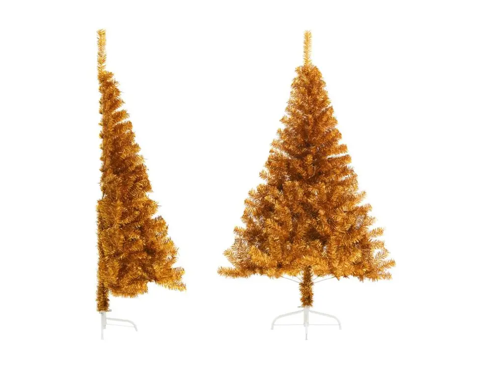 Demi sapin de Noël artificiel avec support Doré 120 cm PVC