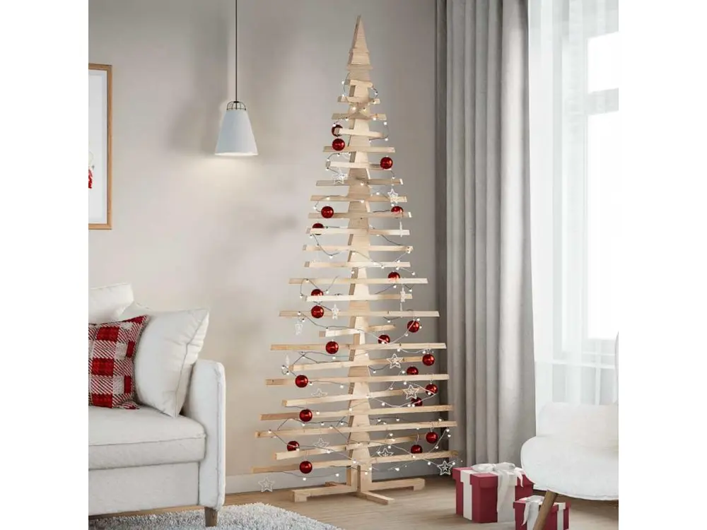 Arbre de Noël en bois pour décoration 210 cm bois massif de pin