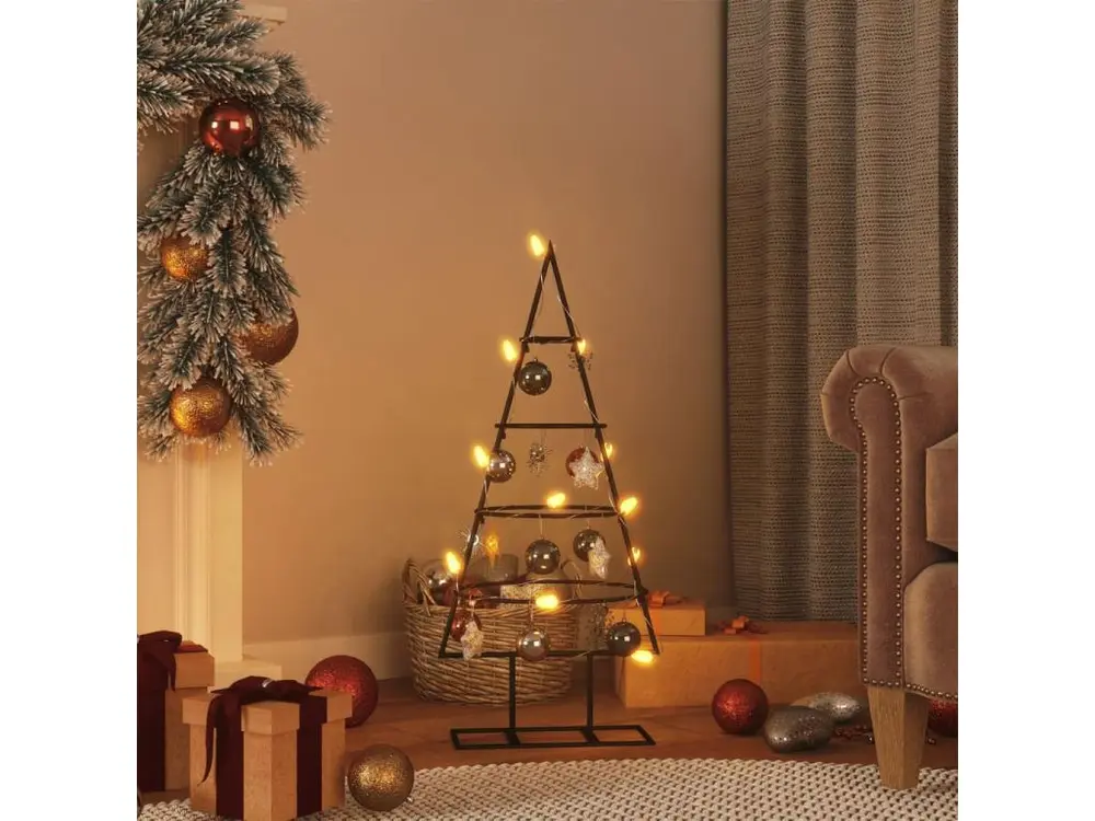 Arbre de Noël en métal pour décoration noir 60 cm