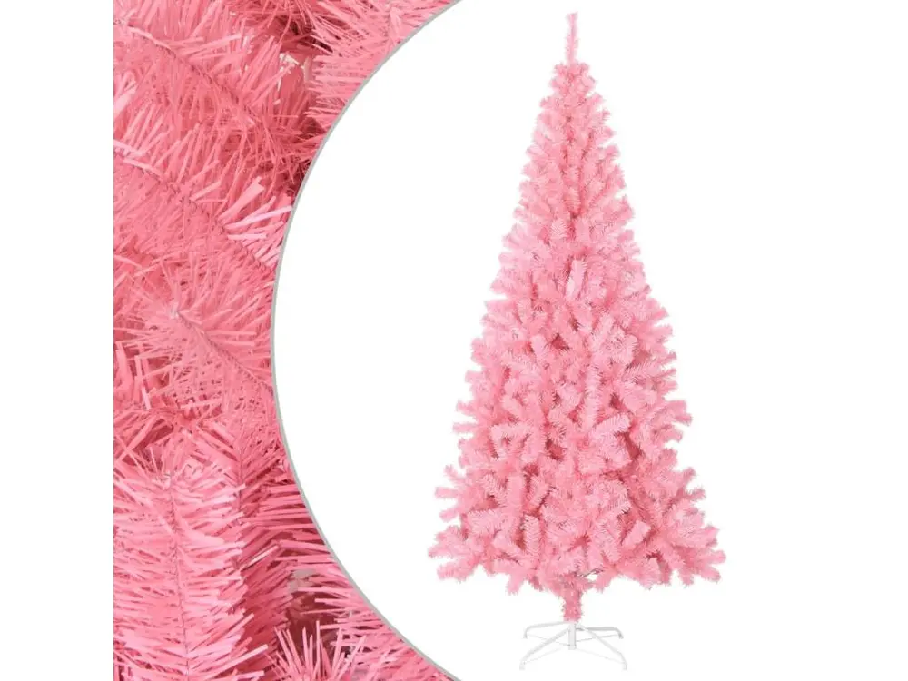 Sapin de Noël artificiel avec support rose 180 cm PVC