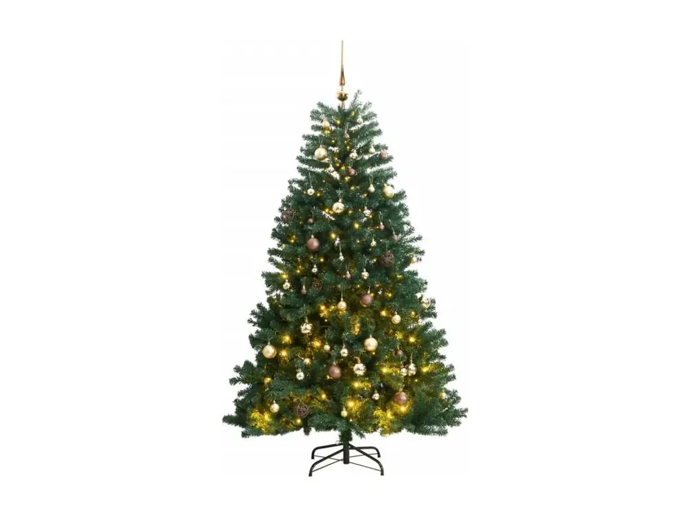 Sapin de Noël artificiel articulé 300 LED et boules 210 cm