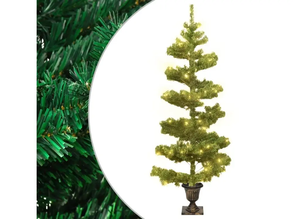 Arbre de Noël hélicoïdal avec pot et LED Vert 120 cm PVC