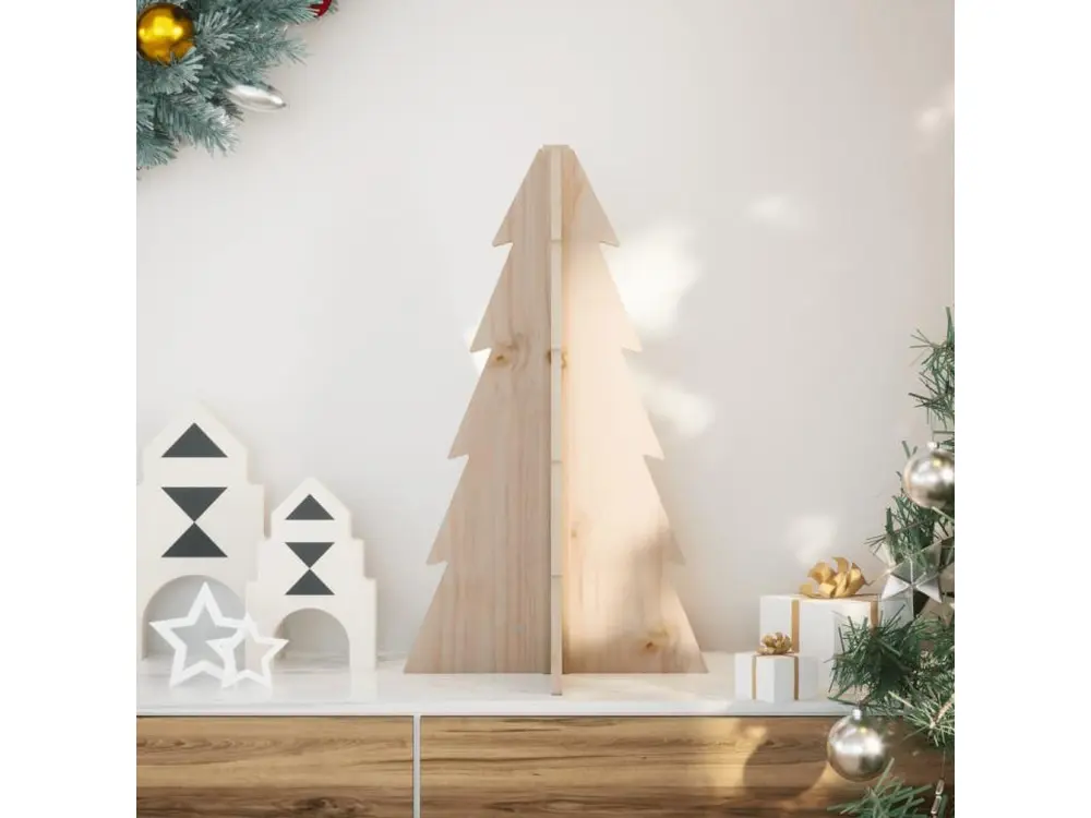 Arbre de Noël en bois pour décoration 69,5cm bois massif de pin