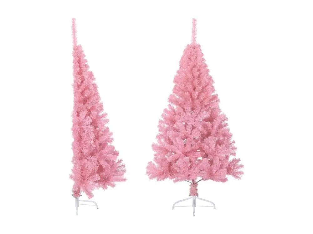 Demi sapin de Noël artificiel avec support Rose 120 cm PVC