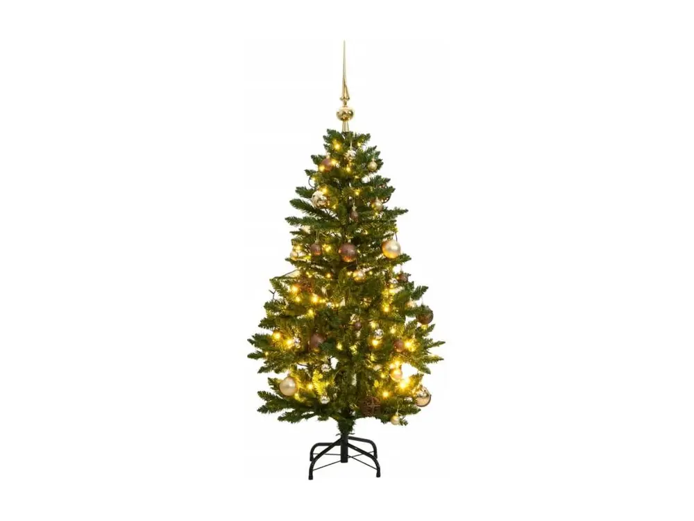 Sapin de Noël artificiel articulé 150 LED et boules 120 cm