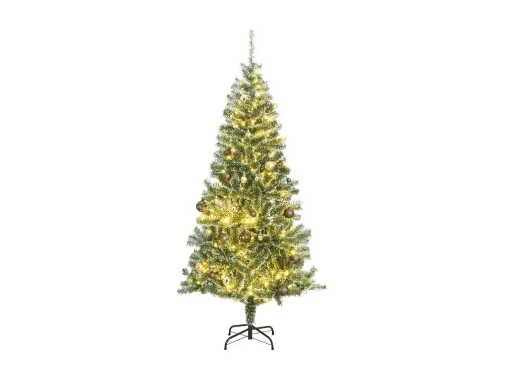 Sapin de Noël artificiel 300 LED et boules et neige floquée 240 cm