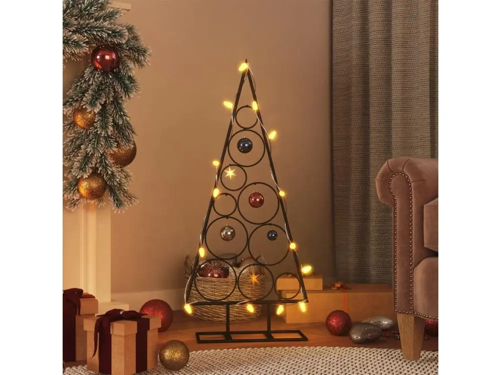 Arbre de Noël en métal pour décoration noir 90 cm