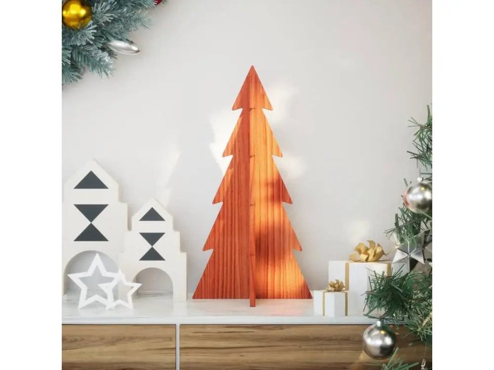 Arbre de Noël en bois pour décoration 59,5cm bois de pin massif