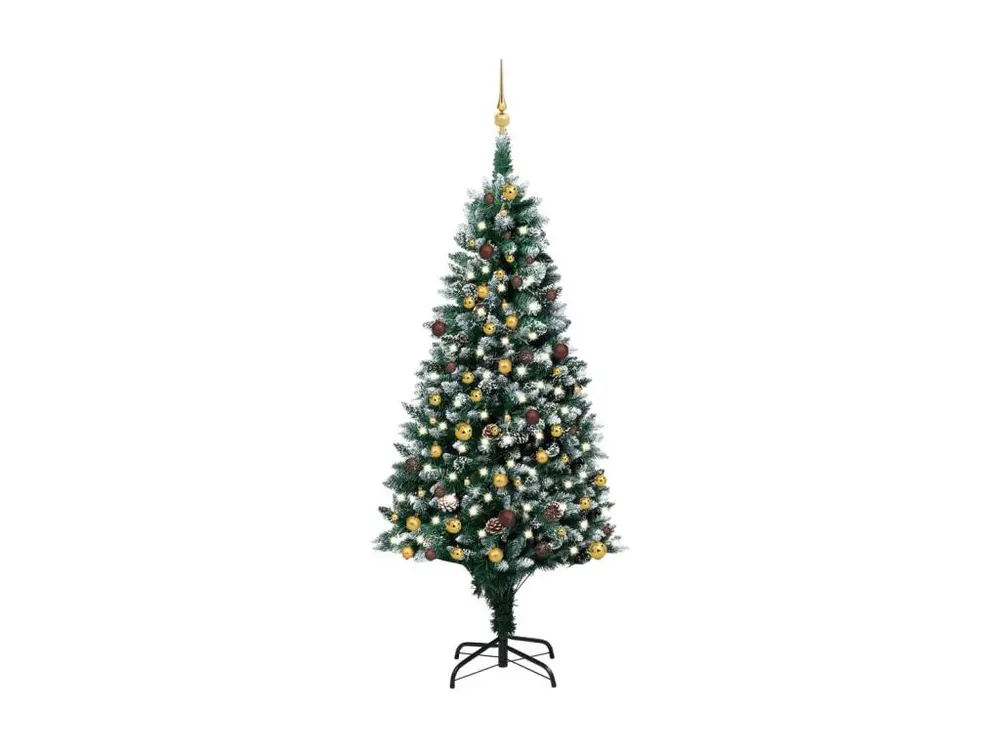 Arbre de Noël artificiel LED et boules et pommes de pin 210 cm