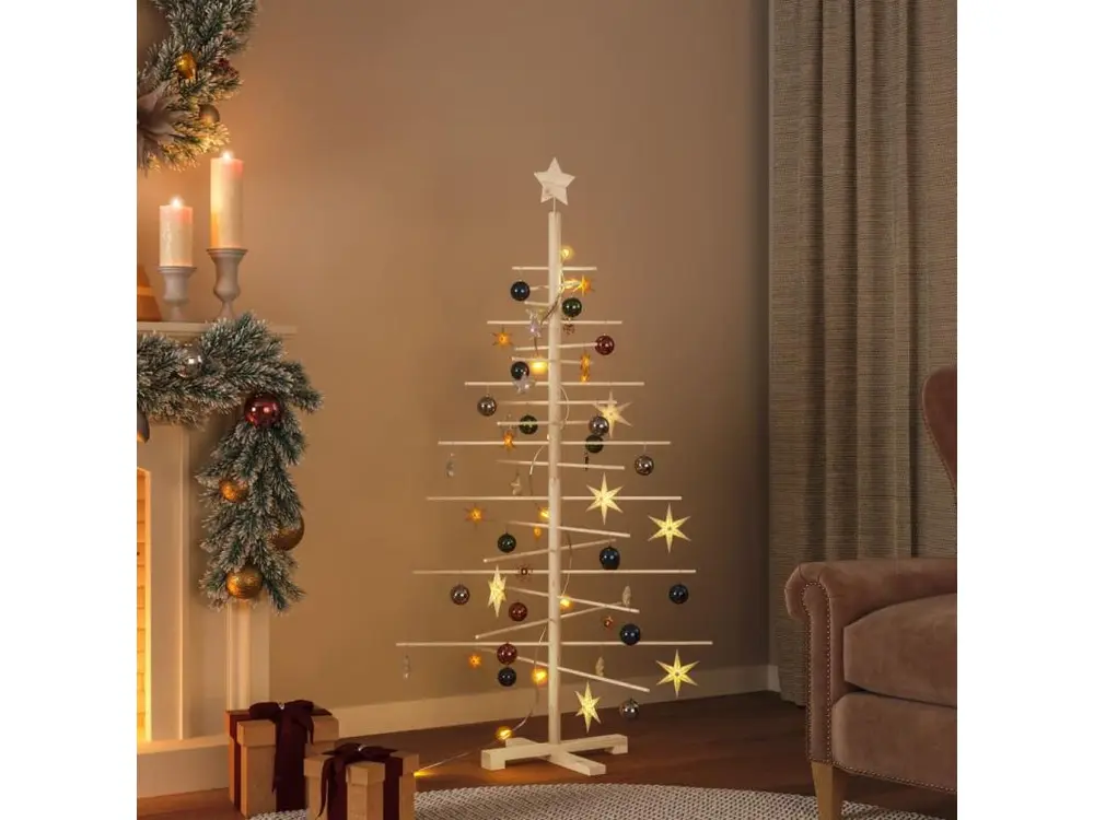 Arbre de Noël en bois pour décoration 150 cm bois massif de pin