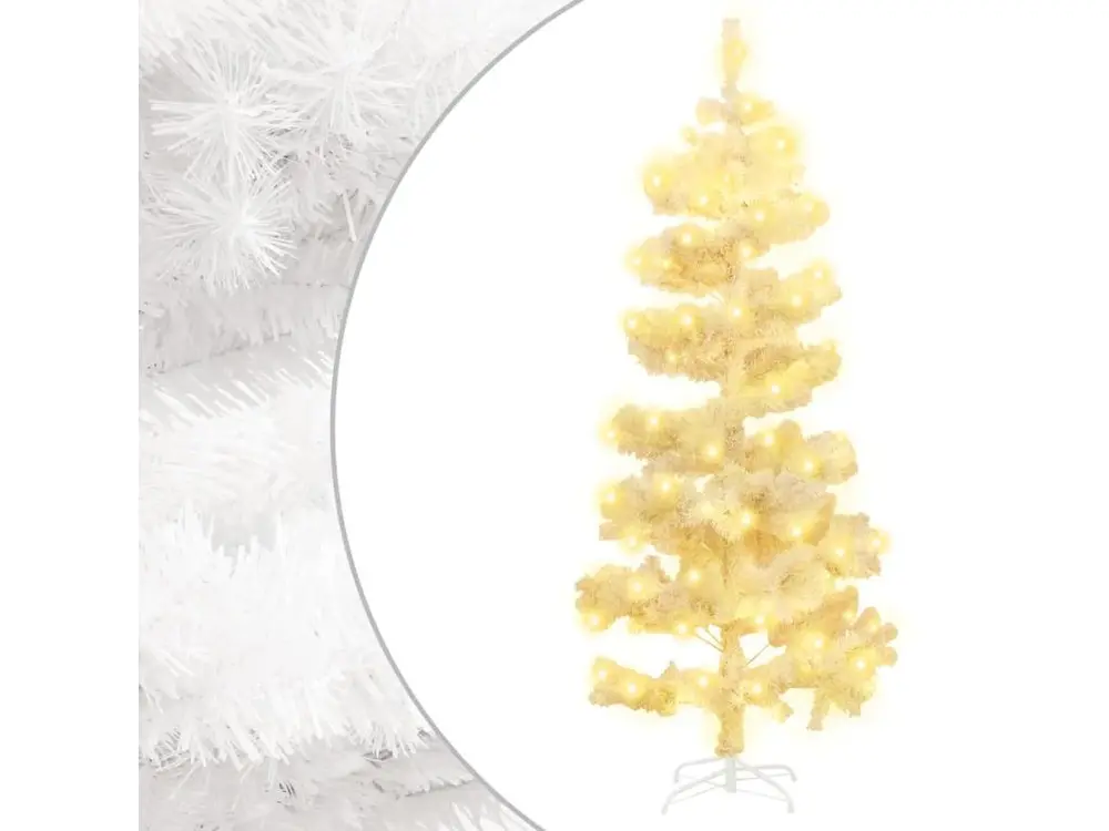 Arbre de Noël hélicoïdal avec support et LED Blanc 150 cm PVC