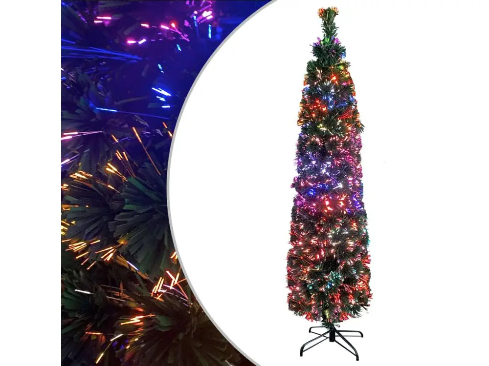 Arbre de Noël artificiel mince et support 180 cm fibre optique