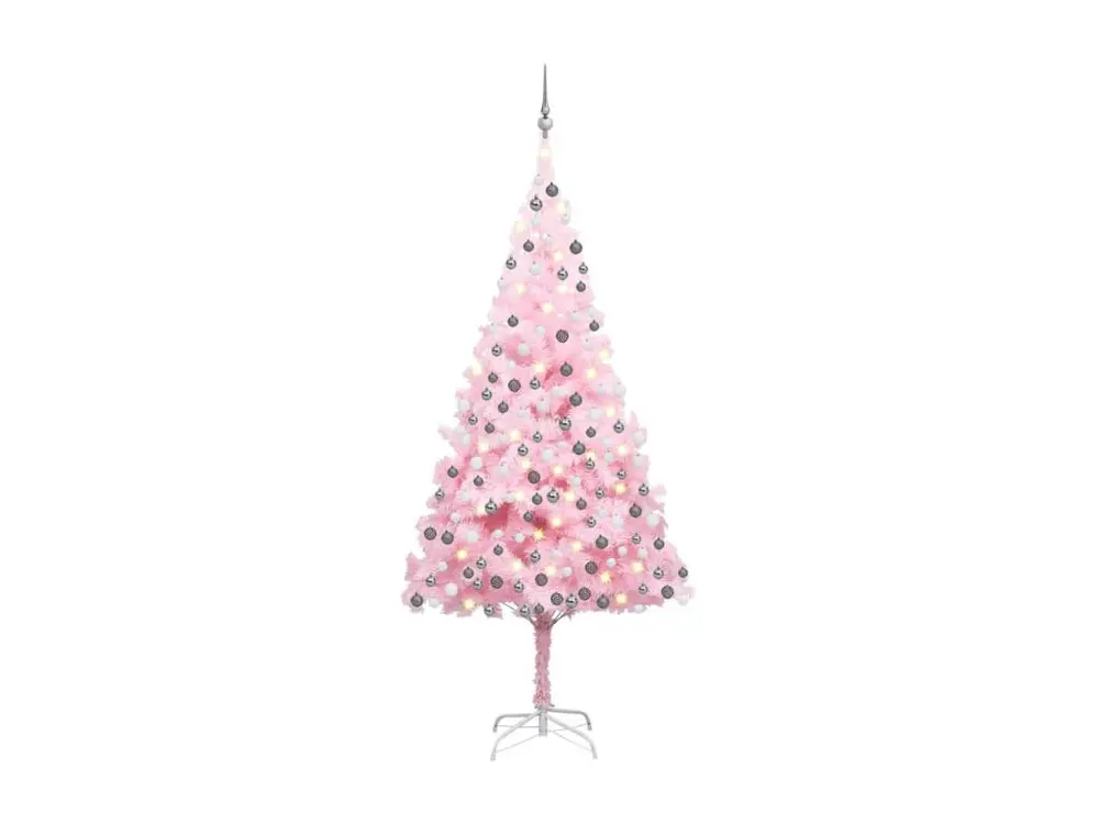 Arbre de Noël artificiel avec LED et boules Rose 240 cm PVC