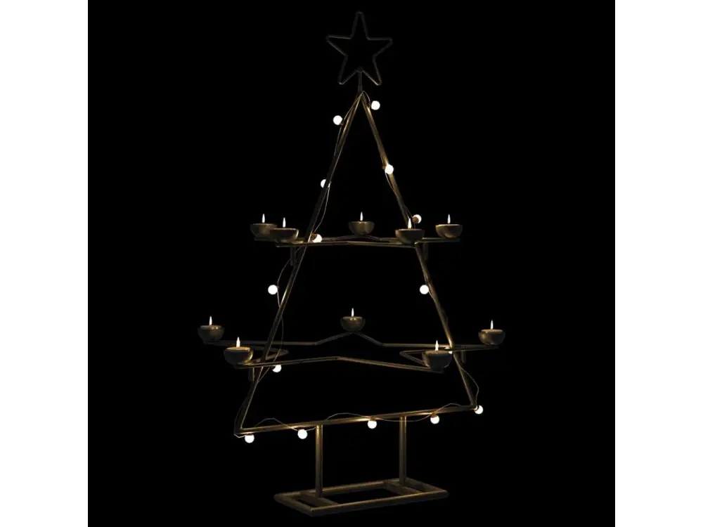 Arbre de Noël en métal pour décoration noir 75 cm