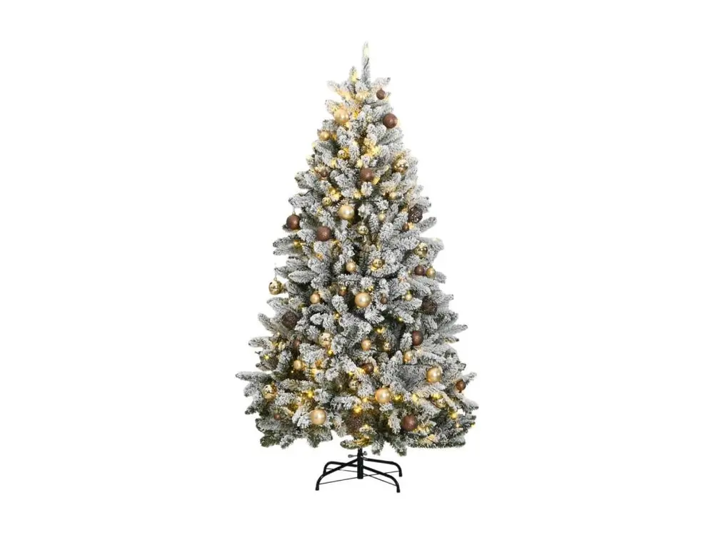 Sapin de Noël artificiel articulé 300 LED et boules 180 cm