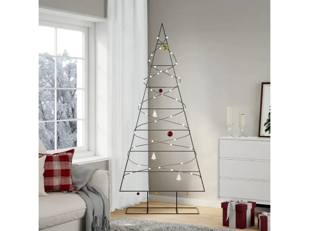 Arbre de Noël en métal pour décoration noir 210 cm