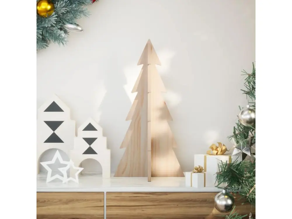 Arbre de Noël en bois pour décoration 59,5cm bois massif de pin