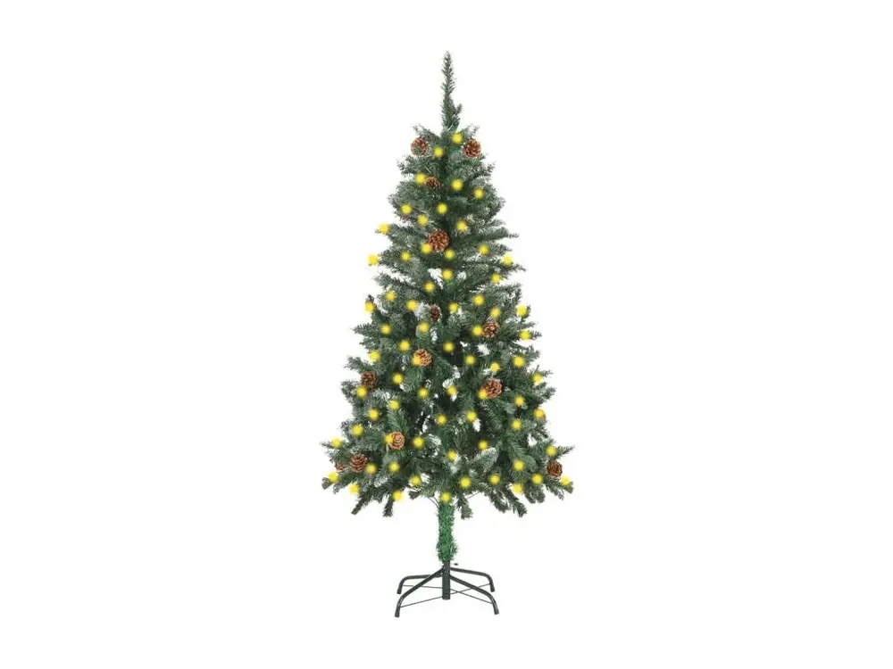 Sapin de Noël artificiel avec LED et pommes de pin 150 cm