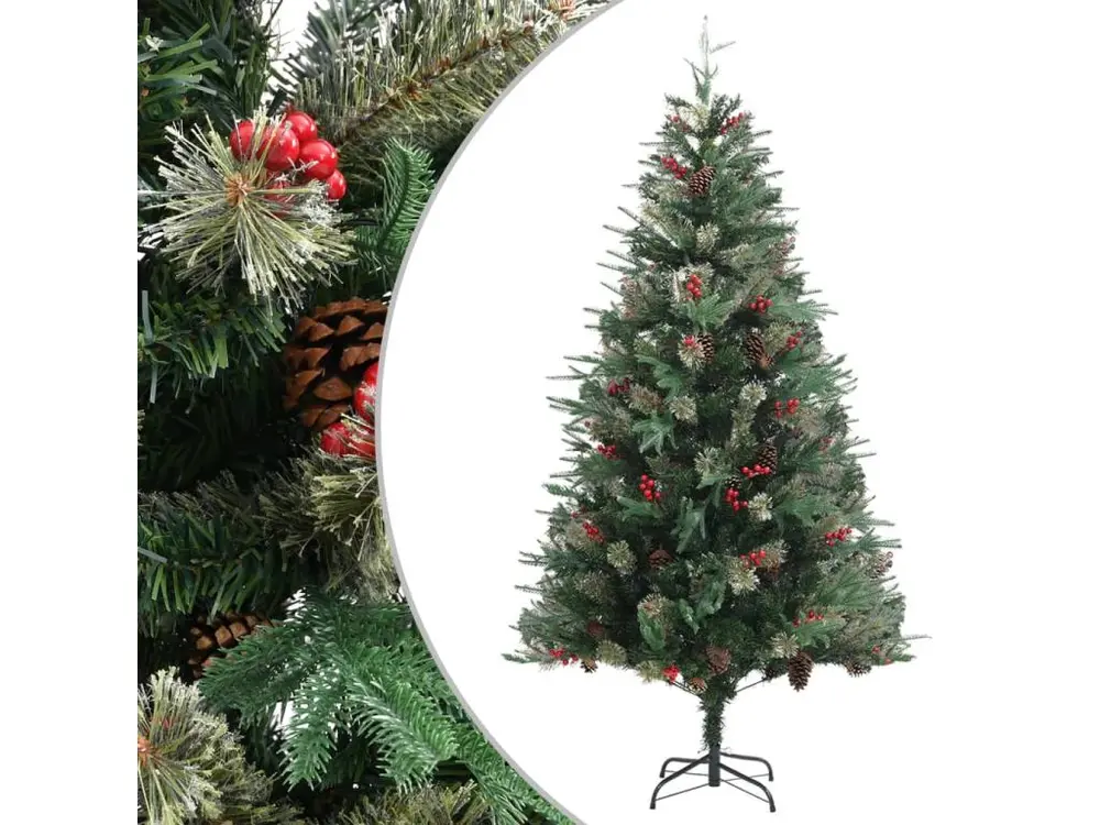 Sapin de Noël avec pommes de pin Vert 195 cm PVC et PE