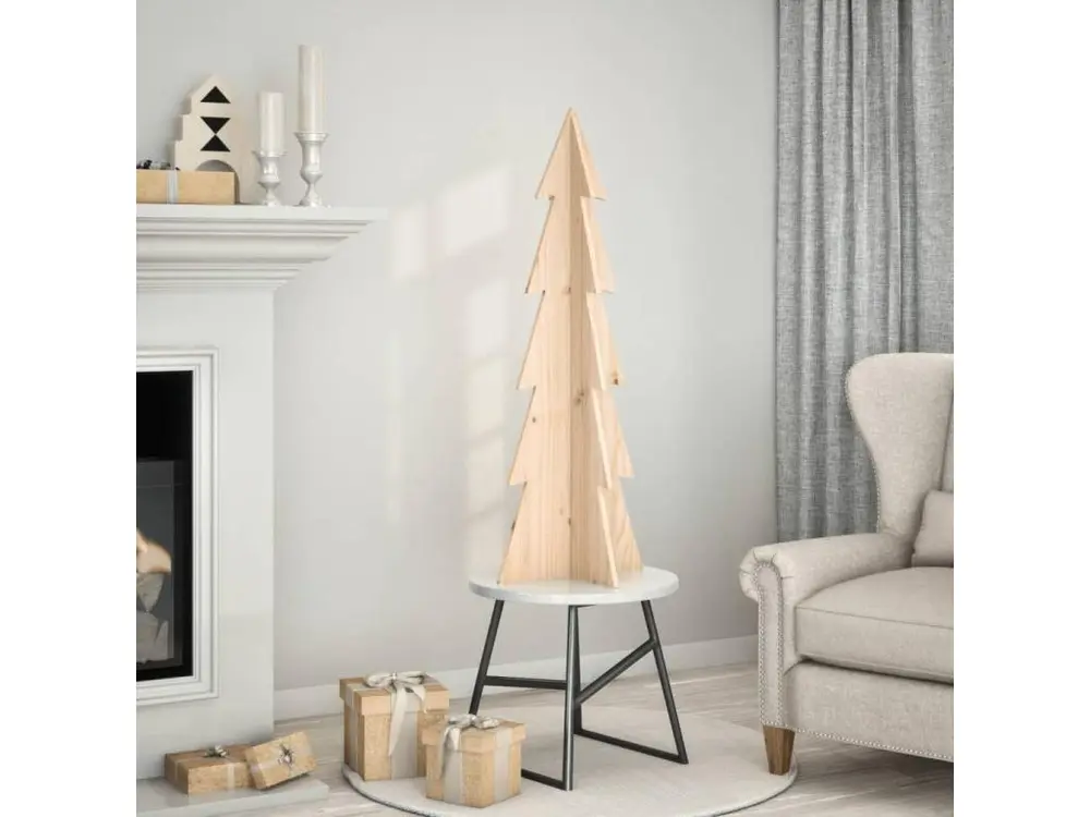 Arbre de Noël en bois pour décoration 112 cm bois massif de pin