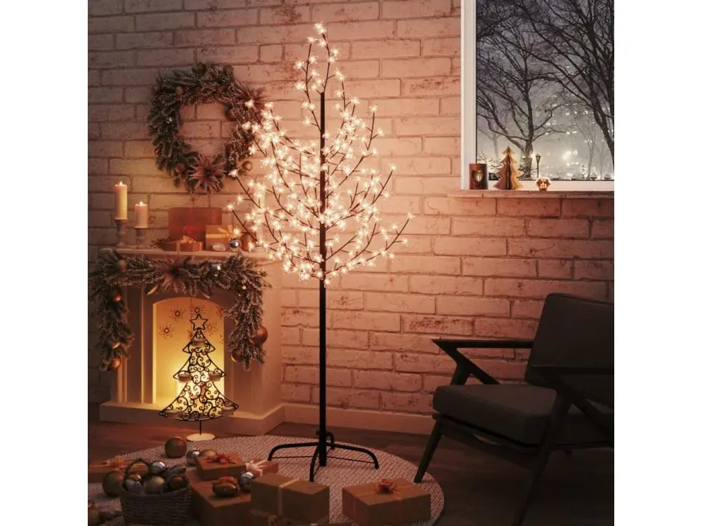 Arbre à LED fleur de cerisier 200 LED Blanc chaud 180 cm