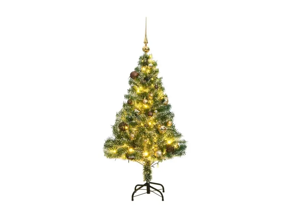 Sapin de Noël artificiel 150 LED et boules et neige floquée 150 cm