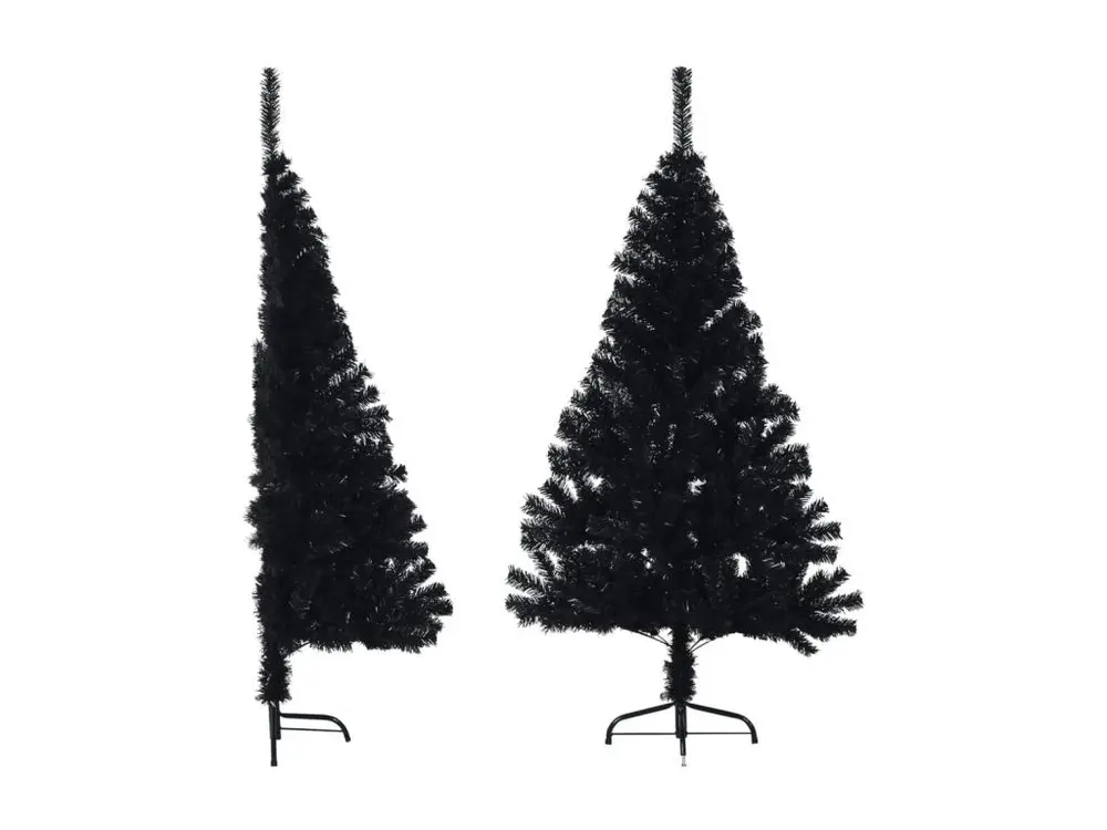 Demi sapin de Noël artificiel avec support Noir 150 cm PVC