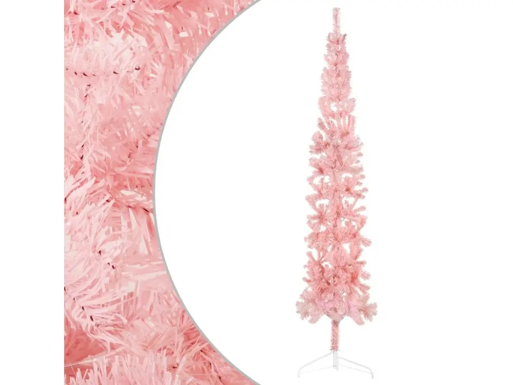 Demi sapin de Noël artificiel mince avec support Rose 240 cm