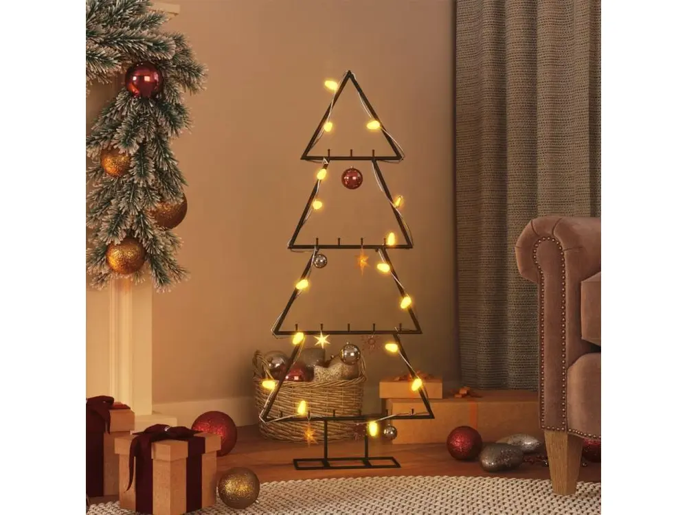 Arbre de Noël en métal pour décoration noir 90 cm