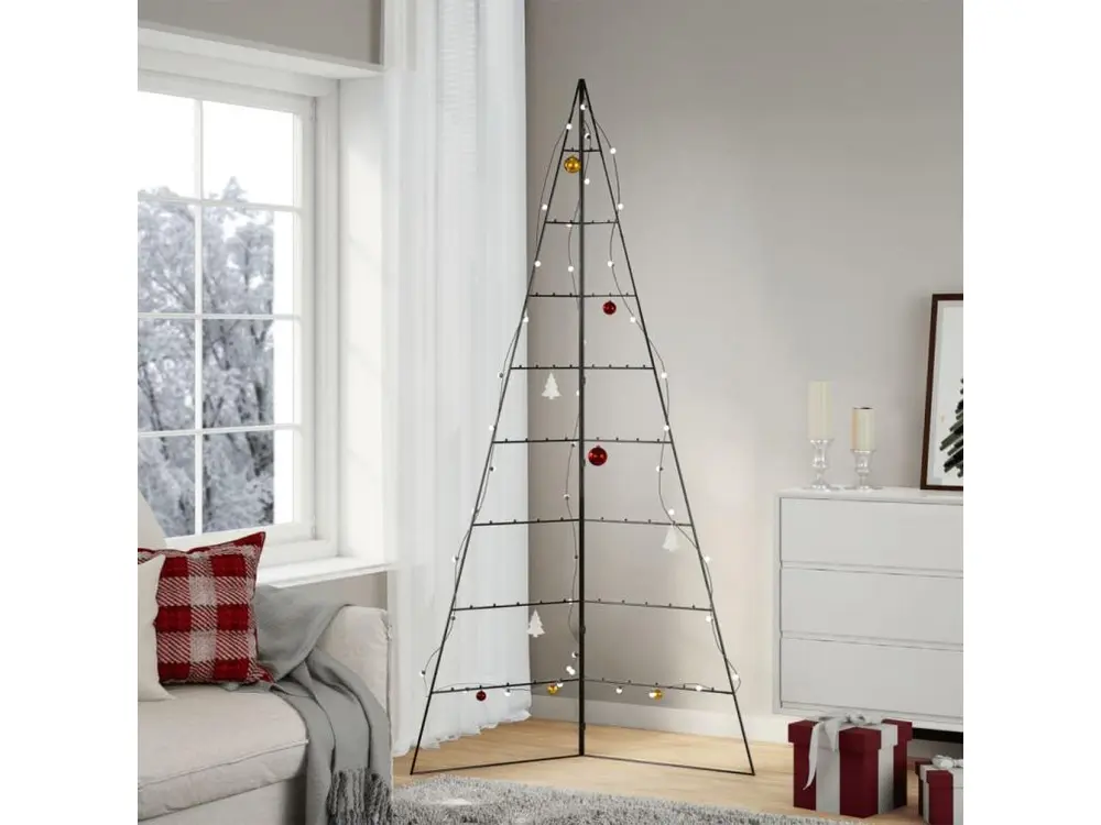 Arbre de Noël en métal pour décoration noir 210 cm