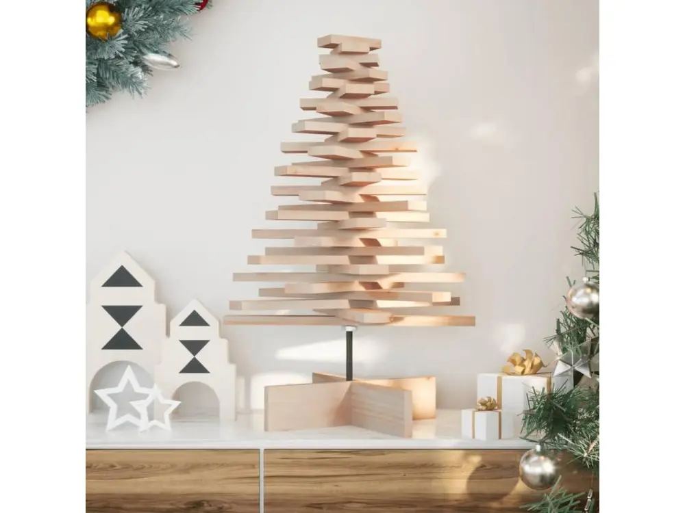 Arbre de Noël en bois pour décoration 80 cm bois massif de pin