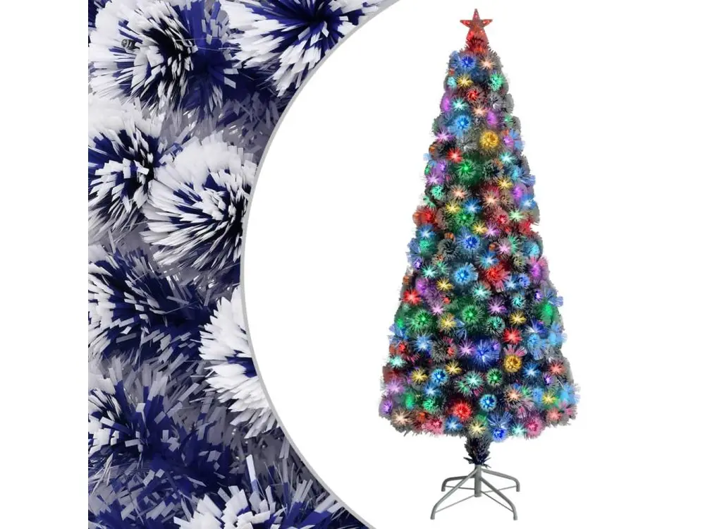 Sapin de Noël artificiel LED Blanc et bleu 180 cm Fibre optique