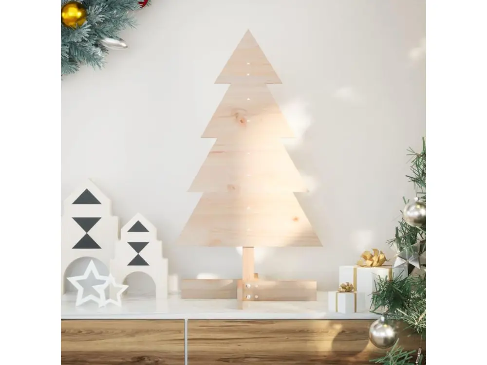 Arbre de Noël en bois pour décoration 80 cm bois massif de pin