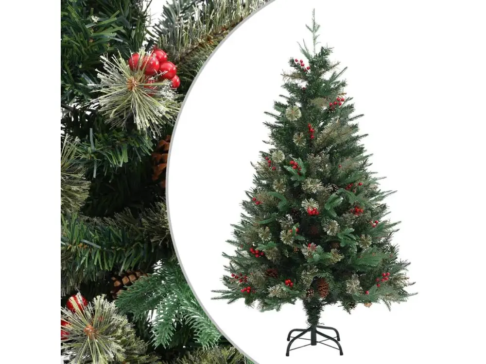 Sapin de Noël avec pommes de pin Vert 120 cm PVC et PE