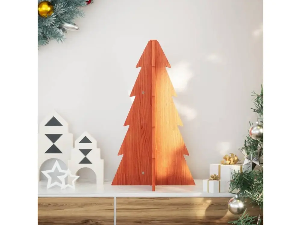 Arbre de Noël en bois pour décoration 69,5cm bois de pin massif