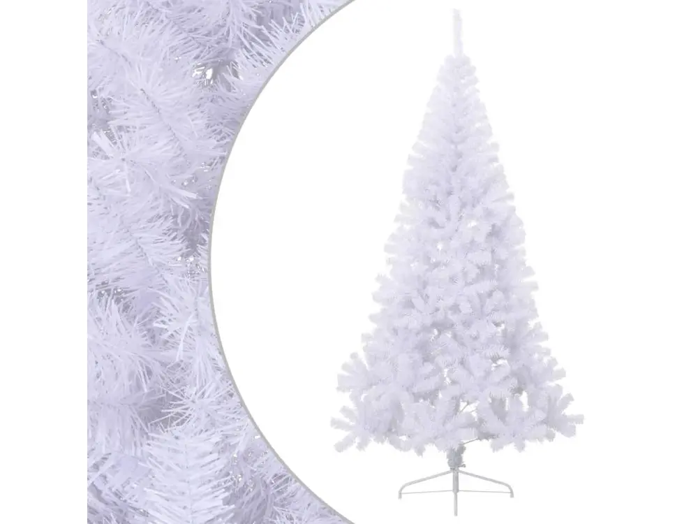 Sapin de Noël artificiel moitié avec support blanc 240 cm PVC