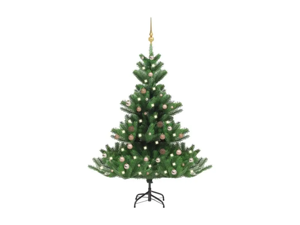 Sapin de Noël artificiel Nordmann avec LED et boules Vert 180cm