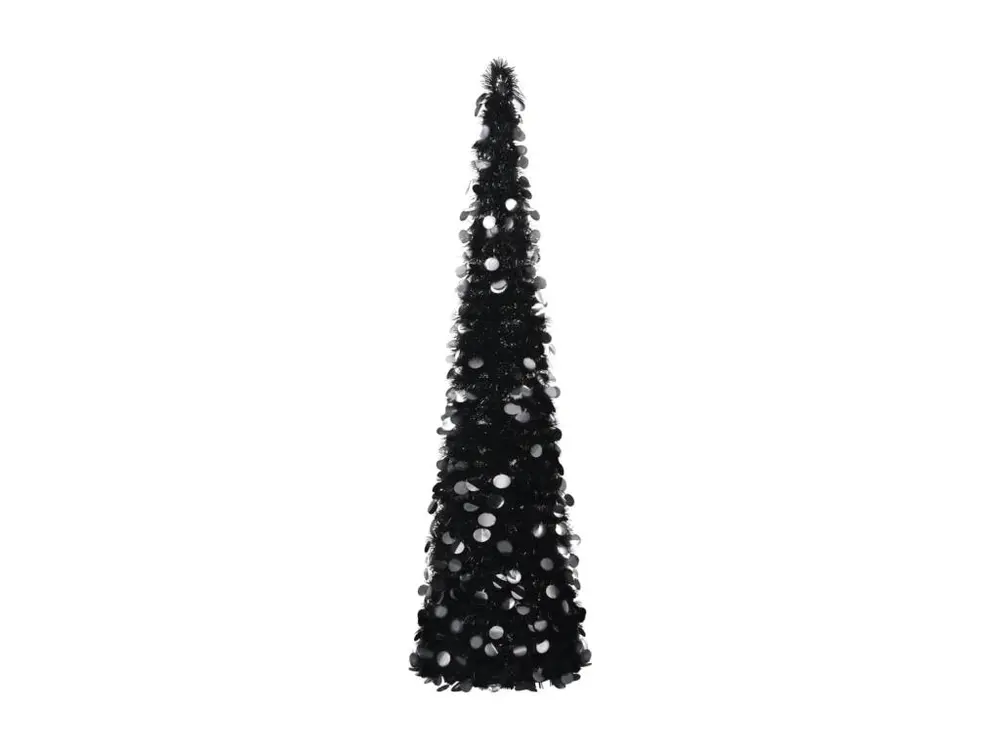 Sapin de Noël artificiel escamotable noir 180 cm PET