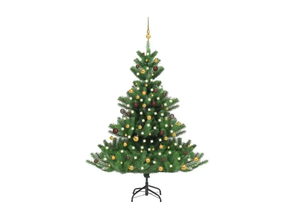 Sapin de Noël artificiel Nordmann avec LED et boules Vert 180cm