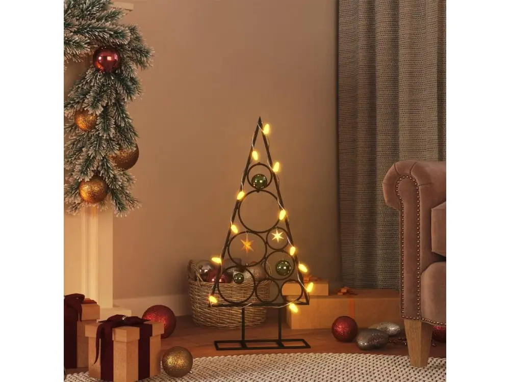 Arbre de Noël en métal pour décoration noir 60 cm