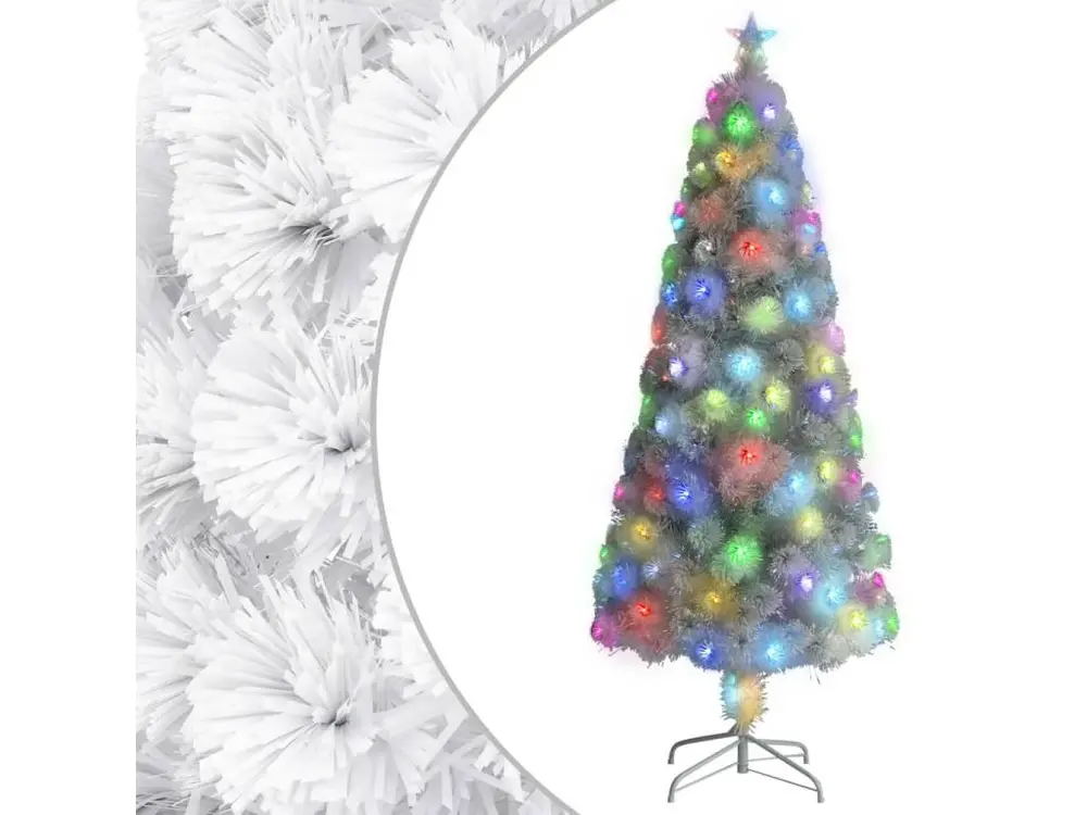 Sapin de Noël artificiel avec LED Blanc 180 cm Fibre optique