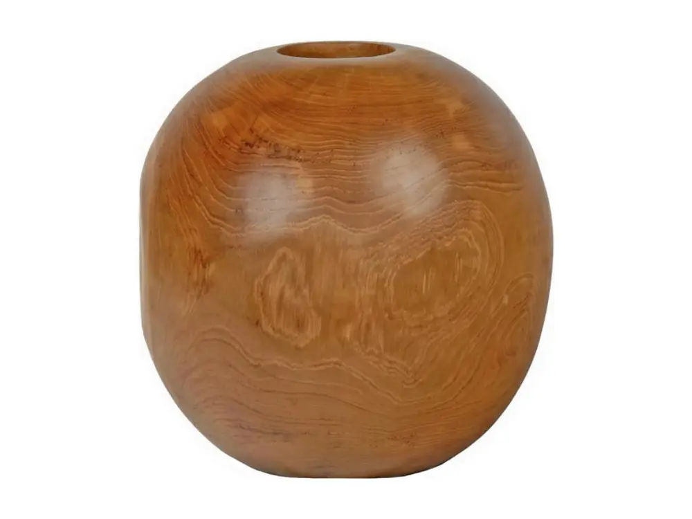 Vase décoratif rond D. 30 cm en bois de teck massif - LEODORE