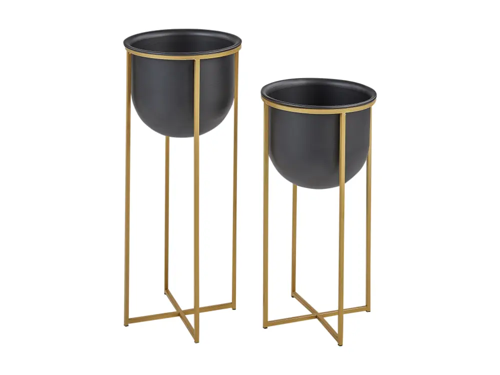 Lot de 2 pots en métal noir THUJA