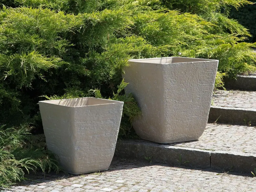 Lot de 2 cache-pots beiges 39 x 39 x 43 cm DELOS