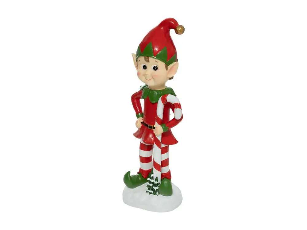 Statue lutin de Noël 90 cm lumineux - A pile, Rouge