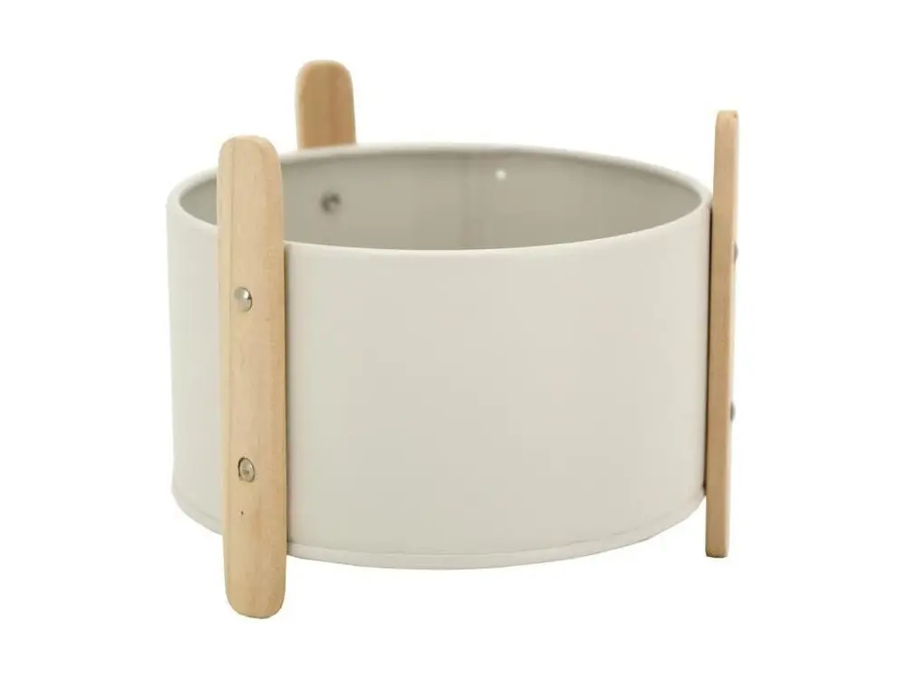 Cache-pot en métal laqué et bois 14.5 cm