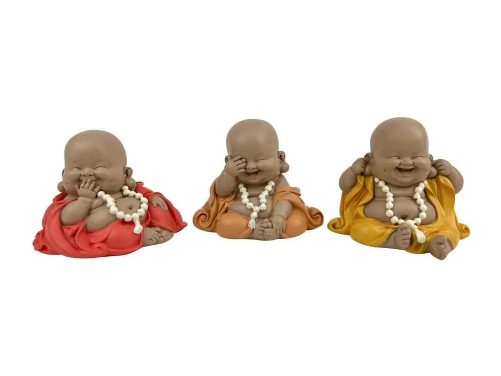 Bouddha décoratif voit entend et parle rieurs (Lot de 3)