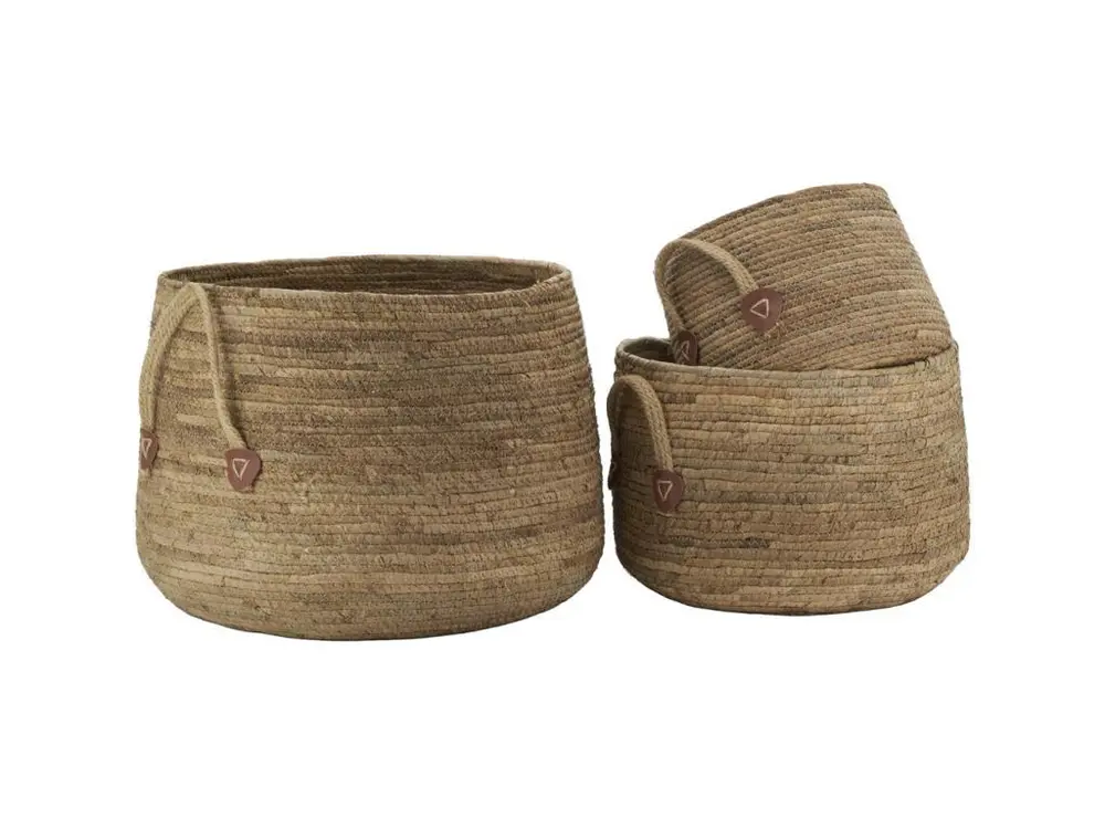 Cache-pots boules en abaca (lot de 3)